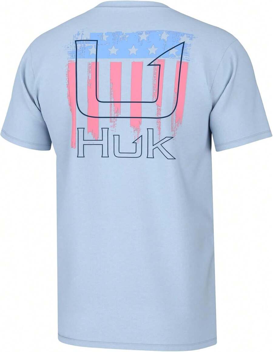 HUK Mens Fishing Graphic Tee, Performance Short Sleeve, Quick-Dry - Blue - View 1