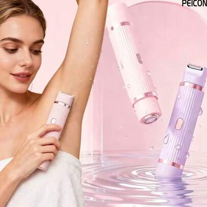 Afeitadora eléctrica para mujer, maquinillas de afeitar impermeables para cabello húmedo y seco, 2 en 1, doble cabezal, doble Bikini, recortador de pelo, afeitadora de cabeza desmontable