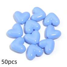 50pcs 3D Acrylic Candy Color Heart Beads, Shiny Colorful Heart-Shaped Beads For DIY Jewelry Making, Necklace, Earrings, Bracelet, Keychain Decorative Accessories - Heart-shaped - View 11