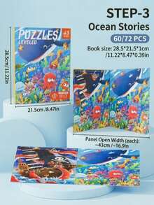 Magnetic Puzzles Book For Toddlers - Leveled Jigsaw Puzzle Book With Animal/Fairy Tale/Ocean Themes, Portable Preschool Educational Learning Toy, Travel Quiet Activity Book For Kids Ages 3+ - Multicolor - View 7