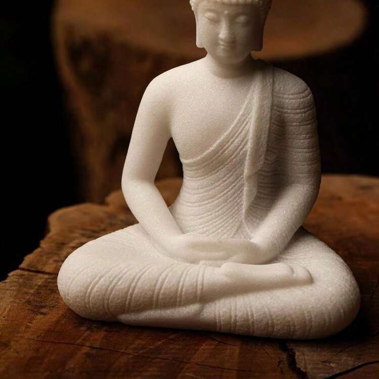 White Marble Buddha Tea Pet Decoration In The Shape Of A Bodhisattva, Suitable For Aquarium Decoration, Office Desk, Courtyard, And Tea Space In The Contemporary Chinese Style Best Gifts Birthday Graduation - C - View 4