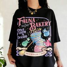 Fauna Bakery Comfort Color Shirt Baked With Love And Magic Graphic Tee Sleeping Princess Fairy Godmother Shirt - 黑色 - 查看 1
