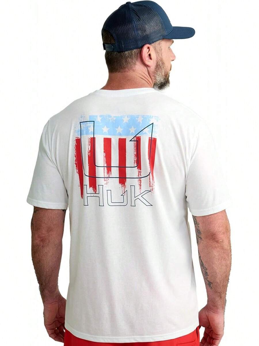 HUK Mens Fishing Graphic Tee, Performance Short Sleeve, Quick-Dry - White 3 - View 1