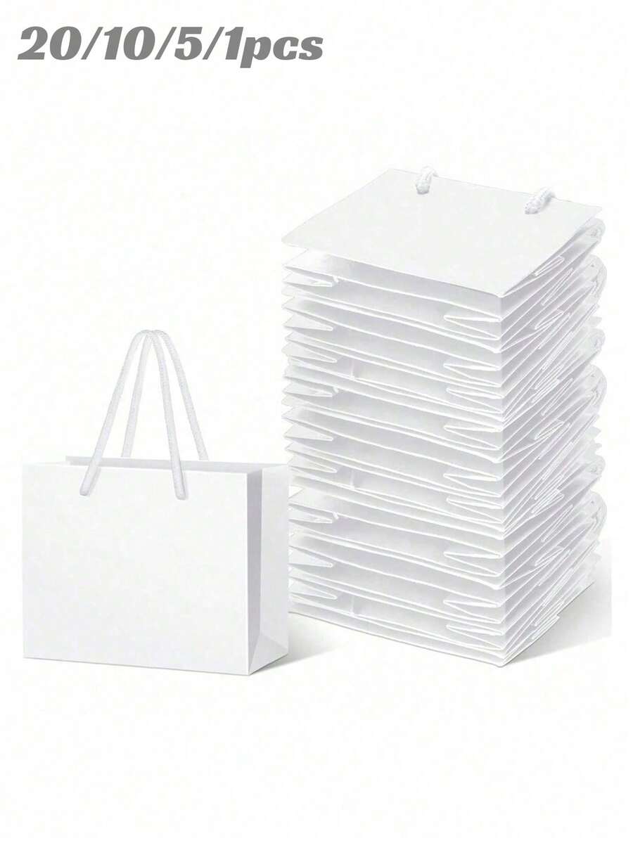 20/10/5/1pc White Mini Gift Bags With Handles, Gift Card Bags, Small Paper Party Favor Boxes, Suitable For Mother's Day, Wedding, Baby Shower, Birthday Packaging, Size: 4.7 X 3.9 X 2.3 Inches - Multicolor - View 1