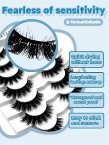7 Pairs Of Fluffy Eyelashes With Extended Outer Corners - Black - View 3