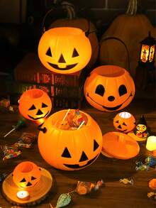 8pcs Halloween Pumpkin Lantern Candy Buckets, Suitable For Home, Store, Haunted House And Photo Props. They Add Halloween Charm To Any Scene, Can Be Used As Candy Bag Fillers Or DIY Decorations. Halloween Decor, Halloween Gifts - Multicolor - View 1