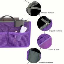 Bolsa de Almacenamiento Multifuncional Plegable con Doble Cremallera, Gran Capacidad para Organizar Maquillaje y Artículos de Aseo, Bolsa de Clasificación Grande - Oro rosa - Ver 5
