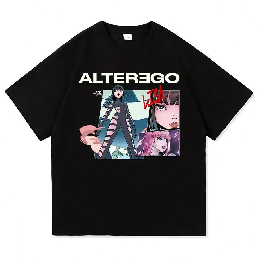 Fashionable Alter Ego Tour 2025 Plain T-Shirt For Men And Women, Harajuku Aesthetic T-Shirt, High-Quality Vintage Anime Cotton T-Shirts - 彩色 - 查看 1