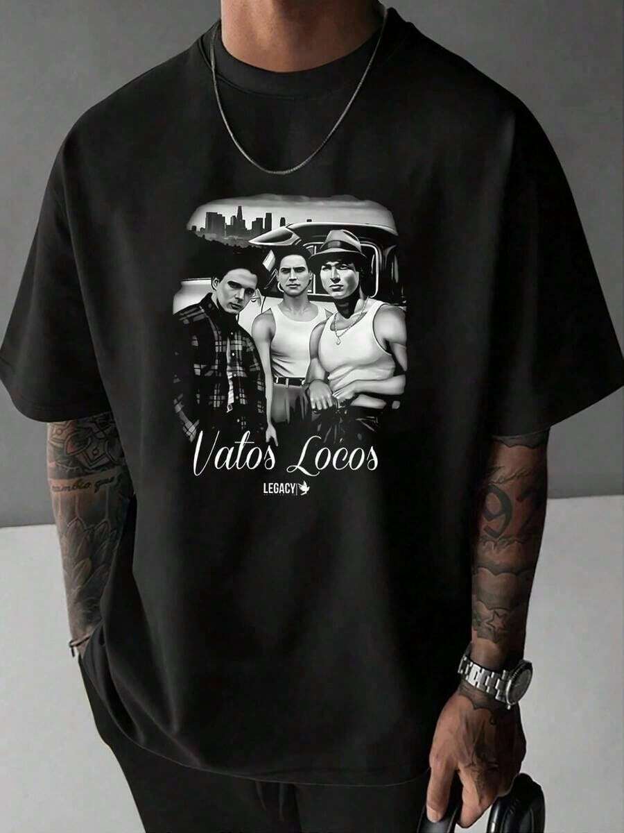 Playera Hombre con Estampado Vatos Locos Expresa tu Estilo con Rebeldía y Comodidad, Algodón Suave Premium, para Salidas Casuales o Regalo Perfecto para Él OV4X - Rojo - Ver 1