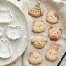 Cetakan Kue Bentuk Hewan 3D Kartun Hamster Anjing Beruang Kucing Kelinci Cetakan Biskuit Tekan Stempel Kue Peralatan Dapur Memanggang Kue Pastry - Putih - View 12