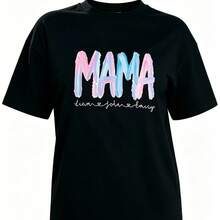 Muse Style New 2026 Summer Women's Casual Sports Street Style Retro College Round Neck Short Sleeve T-Shirt, With Mama Print, - T恤 - 查看 13