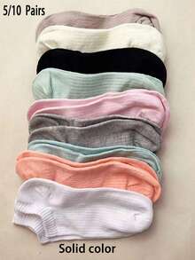 20 Pairs Women's Random Style Invisible Fashion Simple Versatile Cute Short Boat Socks, Suitable For Daily Wear - Multicolor - View 8