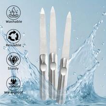 3pcs Reusable Nail Care Tools, Stainless Steel Nail File For Finger Care, Nail Buffing And Polishing Supplies - Ston File - View 5
