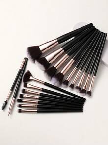 18/24Pcs Total Makeup Tool Kit, 18Pcs Makeup Brushes Set, Soft Synthetic Cosmetic Brushes For Foundation& Eyeshadow, Includes 3pcs Makeup Sponges And 3pcs Triangle Powder Puffs, Multifunctional Cosmetic Accessories For Daily Face Makeup - Black - View 10