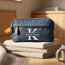 Personalized Canvas Toiletry Bag, Groomsman Gift, Travel Accessory, Letter Embroidered Makeup Bag - Multicolor - View 7