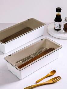 2pcs Home Dust-Proof Covered Cutlery Storage Box, Kitchen Multi-Functional Spoon Fork Cutlery Integrated Storage Rack - View 9