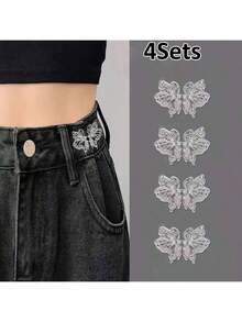 1/4 Set Star-Shaped Detachable Belt Buckle, Adjustable Waist Clip, Suitable For Jeans, Skirts, Pants, Street Style Clothing - Multicolor - View 24