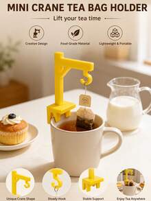 Creative Mini Crane-Shaped Tea Bag Holder, Reusable, With A Cup Rim Design To Prevent Cups From Falling Off. A Useful Tea Bag Holder For Home And Office Use, Suitable For Cups 3-5mm Thick, Easily Hanging Tea Bags For Even Brewing. - Multicolor - View 2