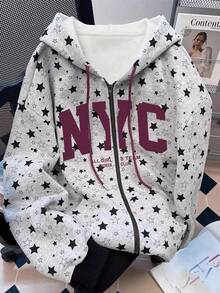 Ropa de otoño,✦ , Ropa de abrigo de invierno, Sudadera con capucha de manga larga con estampado de lunares negros versátil y de moda para mujer - Multicolor - Ver 1