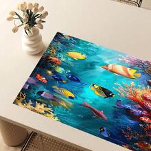 1 pieza/4piezas/6piezas, Decoración del hogar, Manteles individuales de lino con estampado de peces, Adecuados para la mesa de comedor, Decoración para todas las estaciones Primavera, Verano, Otoño, Invierno, Manteles de estilo moderno lavables, Decoración de habitación, Manteles, Posavasos, Manteles para mesa de comedor de cocina, Decoración de fiesta interior y exterior, Decoración del hogar, Regalo ideal - Multicolor - Ver 3