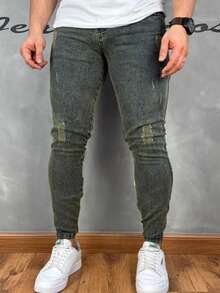 Premium Basic Skinny Jeans 017 2% Elastane - 橄欖綠 - 查看 9
