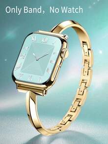 Huastonband 女款金屬金色夏季海灘飾品 精緻優雅鏈條手鍊手環 適用於 錶帶 38/40/41/42/44/45/46/49mm 兼容 Ultra/SE/11/10/9/8/7/6/5/4/3/2/1 型號 智慧手錶配件 青年時尚可愛金屬腕帶⊕ 可調節式正式錶帶 表面印花 節日禮物 - 42/44/45/46/49mm - 查看 7