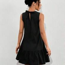 Vestido de algodón y lino de estilo casual tejido de color rosa rojo, vestido  para mujer - Rojo y blanco - Ver 3