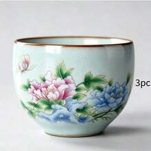 1/2/3/4/5 Pieces / Celadon Glaze / Ginkgo Leaf / Butterfly And Flower Pattern / Ru Kiln Cup / Crackle Glaze / Cultivatable / Personal Exclusive / Ceramic Tea Cup / Elegant Tea Accessory / 50ml / Delicate And Exquisite - Multicolor - View 14