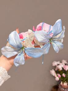 1 Stück Mädchen Mori-Stil blaue Spitzenblumen-Haarspange, geeignet für Strandurlaub, Ausflüge und Fotoshootings - Verschiedenfarbig - Übersicht 1