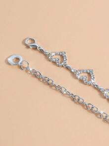 1pc Hollow Heart-Shaped Rhinestone Waist Chain, Shiny Adjustable Body Chain, Women's Dress Accessory - Silver - View 5