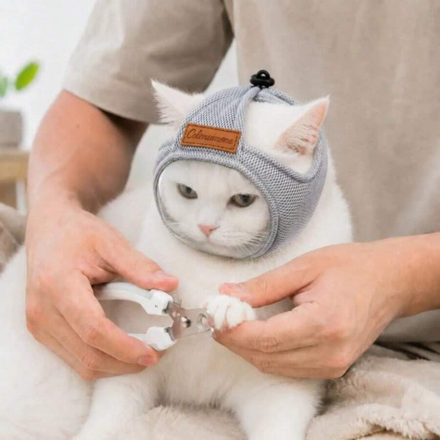 Cat Face Mask Post-Surgery Grooming Anti-Licking Anti-Scratching Comfortable Breathable Ear-Hole Transparent Head Cover Unobstructed Vision Pet Supplies