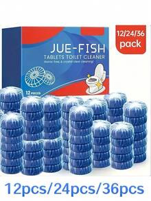 JUE FISH 12/Pcs* 24/Pcs*36/Pcs* 馬桶清潔錠 / 馬桶藍色泡泡強力清潔錠 家用馬桶清潔除垢除臭除油清新香氣馬桶清潔錠 - 適用於馬桶除臭與清潔，居家清潔 - 保持浴室衛生！取一片清潔錠，放入馬桶水箱，清潔劑將在水箱中緩慢溶解，每次按下馬桶沖水按鈕時，它將進行清潔。 - 彩色 - 查看 11