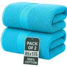H&R Set Of 2 Jumbo Extra Large Bath Sheets – 85 X 175 Cm Super Soft, Highly Absorbent, Quality Towels For Bathroom, Spa, Gym & Hotel Use - Teal Blue - View 3