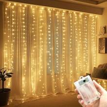 1入 8功能 100/200/300/600 LED電池供電窗簾燈，適用於婚禮、派對、居家裝飾、節日氛圍照明、聖誕節、萬聖節 - 電池盒窗簾燈 - 查看 23