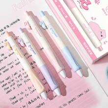 4PCS Cat Theme Retractable Ballpoint Pens;0.5mm Black Quick-Drying Pens, Fashionable Minimalist Neutral Pens, Smooth Writing;Suitable For Diary Writing And Drawing;Best Choice For Writing And Office Use, Suitable For Students, School, Notes, Office Use;Classroom Rewards, Holiday Gifts, School Supplies/Office Supplies - Multicolor - View 6