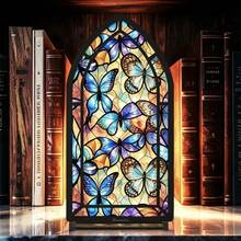 1pc Colorful Glass Butterfly Acrylic Bookend, Gothic Church Window Design Bookshelf Organizer, Non-Slip Book Support, Aesthetic Room Decor, Book Lover Gift, Office Desk Storage - 1PC - View 3