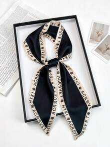 1pc Long Strip Double-Sided Letter Print Silk-Feel Scarf, Suitable For Women, Spring/Autumn/Summer Neck Protection, Scarf, Shirt, Jeans, Belt, Bag Wrap, Hair Tie, Headband - Multicolor - View 5
