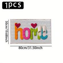 1pc Colorful Home Heart Pattern Printed Faux Cashmere Surface TPR Bottom Door Mat, Bathroom Mat, Kitchen Mat, Laundry Room Mat, Holiday Atmosphere Decoration, Home Decor, Party Decor, Wedding Decor, Dining & Kitchen Decor - Multicolor - View 13