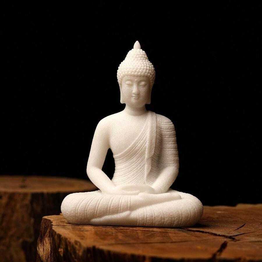 White Marble Bodhisattva Statue Tea Pet Ornament, Suitable For Aquarium Decor, Office Desk, Garden And Modern Chinese Tea Space, Best Gift For Birthday And Graduation - C - View 1