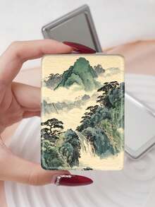 1個中式花卉系列便攜式化妝鏡，可折疊輕量超薄方便耐用PU皮革，適合各種場合旅行派對工作學校，適合所有年齡層通用 - 彩色 - 查看 12