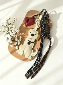 Labrador Shaped Pendant Pu Keychain With Heart And Rope Decoration, Suitable For Women'S Handbag Decoration And Car Keychain Decoration, Day Gift - Multicolor - View 12