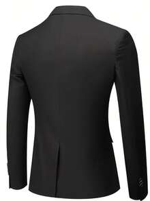 Áo blazer nam phong cách công sở nhẹ nhàng, màu trơn, dáng ôm, một hàng khuy, phù hợp mặc đi làm văn phòng và hằng ngày - màu đen - Xem 4