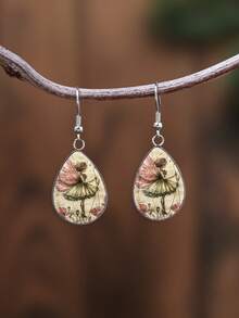 1 Pair Vintage Fairy Tale Elf 316 Stainless Steel Water Drop Ear Hooks, Suitable For Women's Daily Wear - Green - View 1