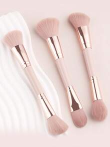 ronshadow 3pcs Dual-Ended Makeup Brush Set Including Powder Brush + Blush Brush + Foundation Brush + Contour Brush Soft Bristle Full Face Makeup Tool - Multicolor - View 12