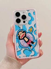 官方授權 Paul Frank 防震全包對比色 2 合 1 手機殼，卡通猴子與熊游泳圖案，新版適用於 iPhone 11/12/13/14/15/16/17 Pro Max 手機保護殼，節日禮物，日常通勤，日常防摔設計 - 彩色 - 查看 5