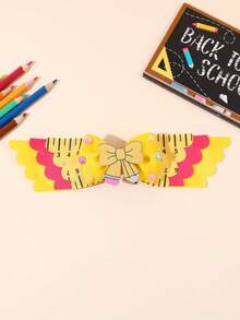 1pc Back To School Hair Bow For Girls Cute Pencil Ruler Bow Hair Clip Yellow Red Grosgrain Ribbon Hair Barrette Tees Hair Accessories - Yellow - View 2