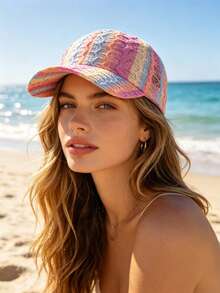 1pc/2pcs Unisex Baseball Cap, Polyester, Beach Vacation Travel Season Hat, Colorful Solid Color Hollow Out Summer Spring All Season Hat, Suitable For Business Trip Travel Street Decoration Baseball Cap - A - View 2