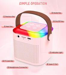 Microfono Karaoke,bocina Con Microfono,karaoke Para Niños - Rosa - Ver 2