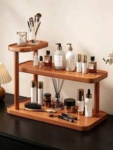 1 PC 2-Tier/3-Tier Desktop Makeup Organizer, Multi-Functional Storage Rack For Lipsticks, Cosmetics, Perfumes, Jewelry And Handicrafts - Suitable For Home, Bedroom, Kitchen Or Living Room Decor. Luxury Vanity, Perfume & Jewelry Storage Rack With Natural Texture, Fashionable Home Decor Item, Ideal Gift For Valentine's Day And Christmas, Suitable For Bedroom, Bathroom And Entryway - Multicolor - View 7