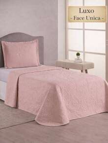 Luxury Single Bedspread, One-Sided, 2 Pieces, Ultrasonic Quilting, 11 Colors Available - Rusty Rose - View 3